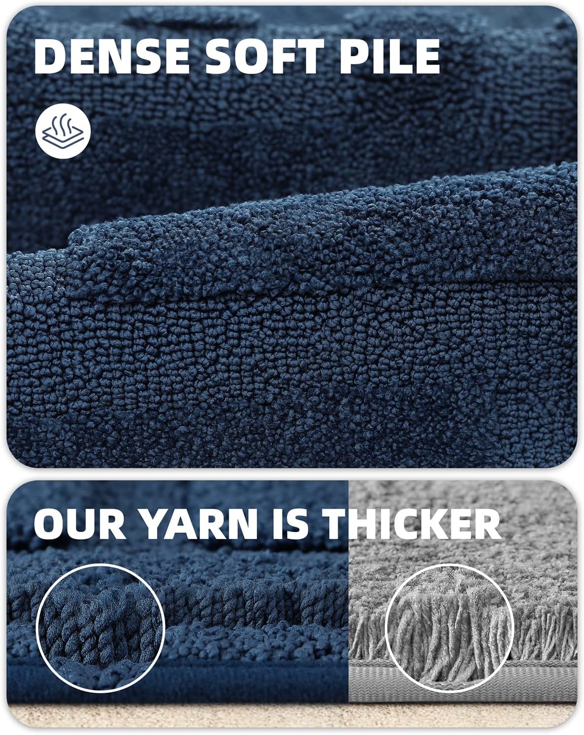 Color G – Alfombras de baño azul marino, refresca tu baño con una alfombra de baño absorbente de microfibra azul oscuro, antideslizante, suave,