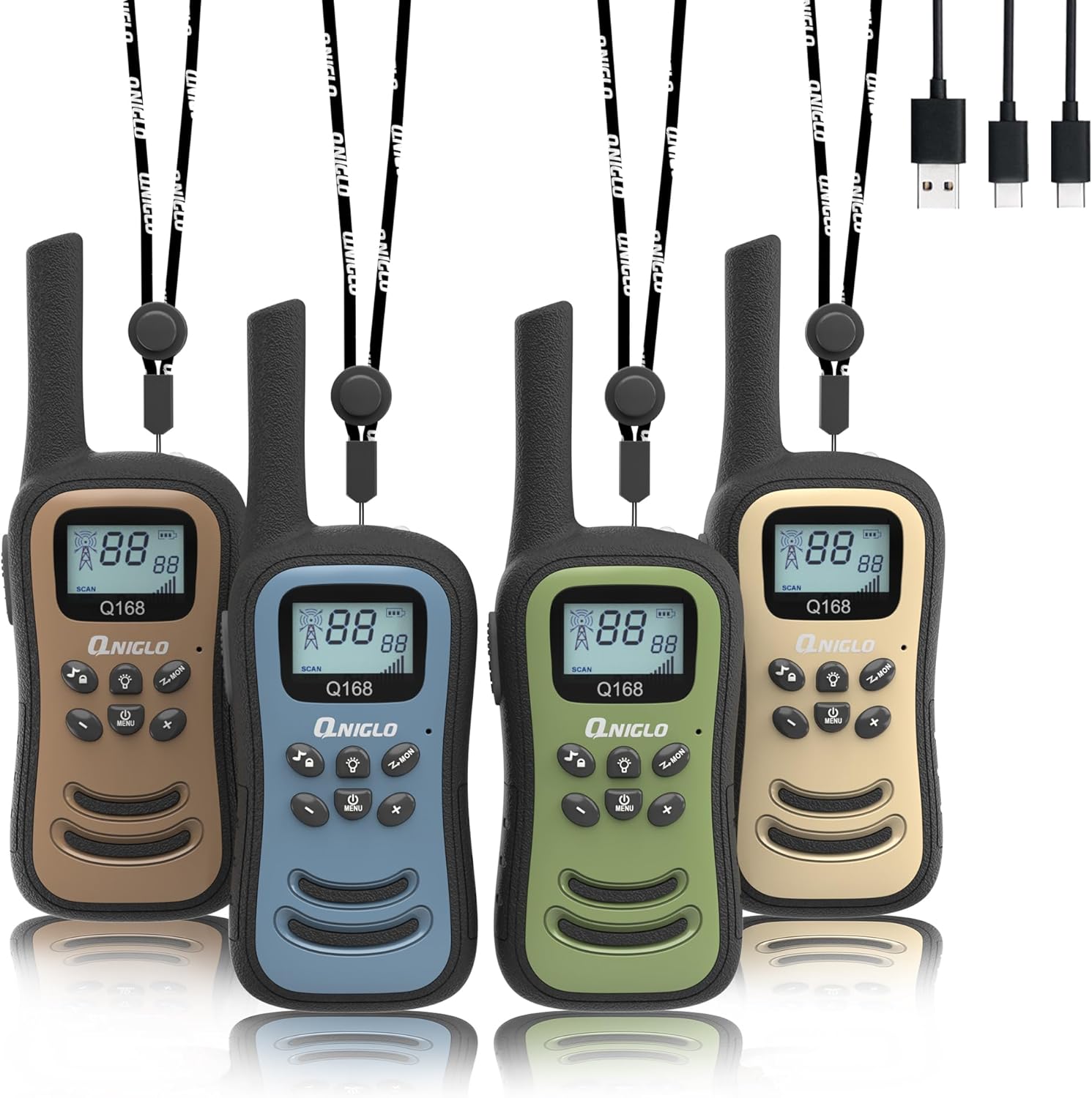 Qniglo Walkie Talkies para adultosniños, Walkie Talkies recargables de largo alcance con 22 canales FRS, radios VOX de 2 vías con linterna LED para