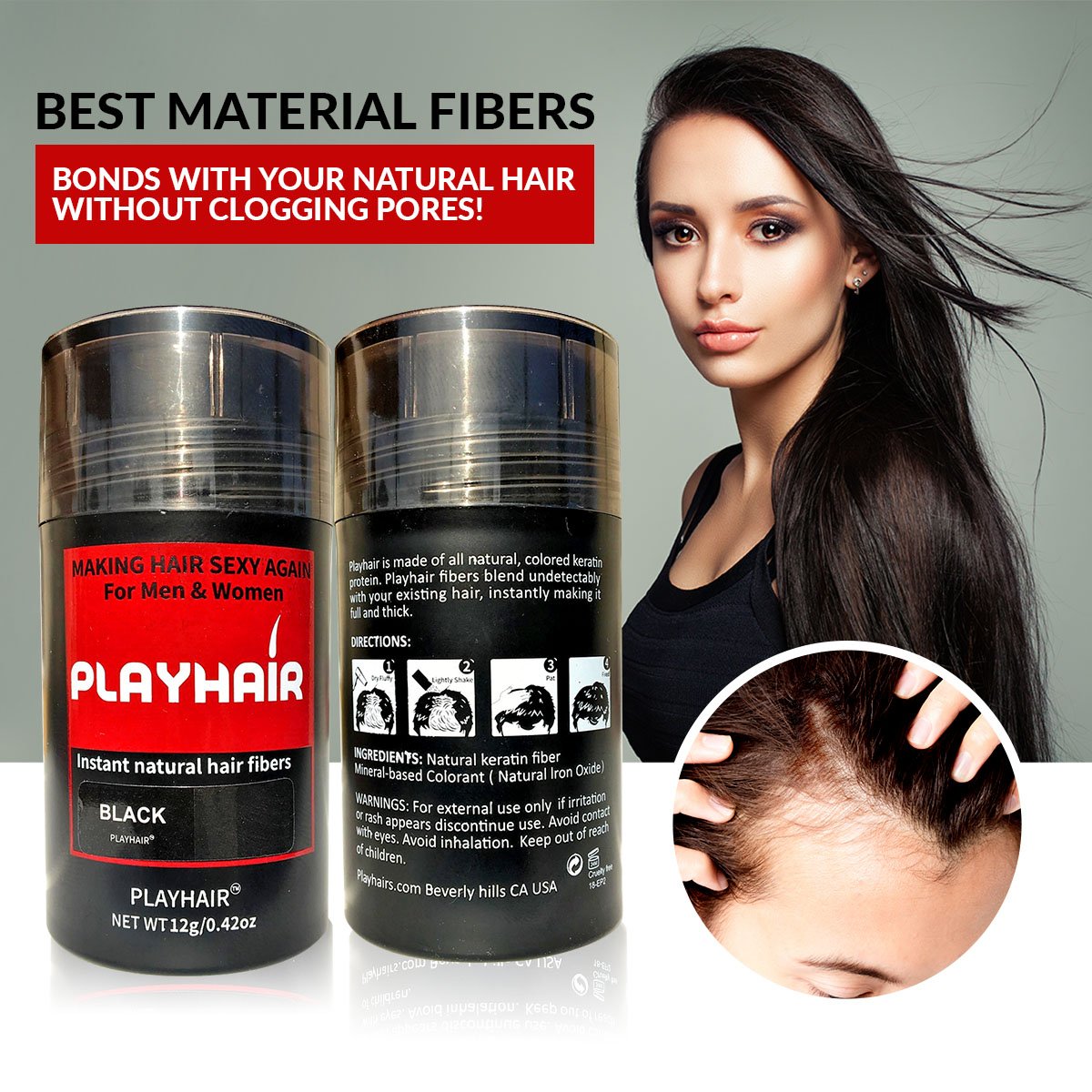 Fibras naturales de queratina para la construcción del cabello para ocultar la calvicie al instante adelgazando el cabello y cubrirse para hombres y