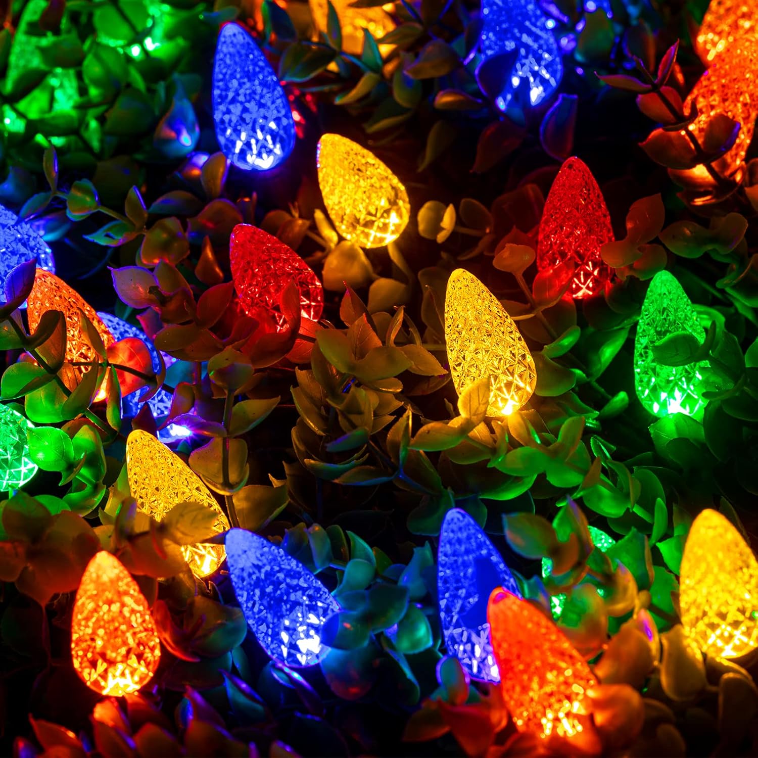 C6 – Guirnalda de luces LED de Navidad, paquete de 2 tiras de luces de fresa de 20 pies con 60 luces LED con temporizador y 8 modos de luz para