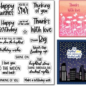 Arbuya Sellos transparentes para hacer tarjetas o escribir en diario, con palabras de cumpleaños, diseño de texto en inglés “Thank You”, sellos de Arbuya Sellos transparentes para hacer tarjetas o escribir en diario, con palabras de cumpleaños, diseño de texto en inglés “Thank You”, sellos de