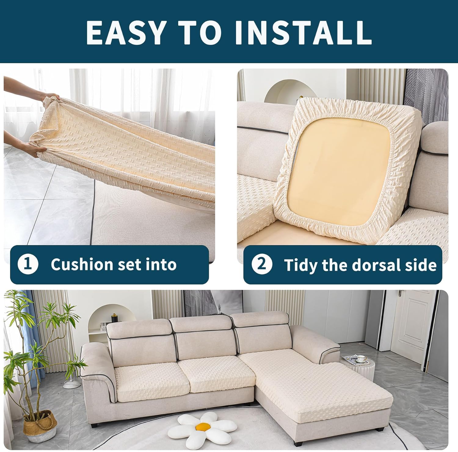 LUFEIJIASHI Fundas impermeables para sofá modular en forma de L, fundas de cojín para sofá seccional, fundas elásticas para sofá seccional,