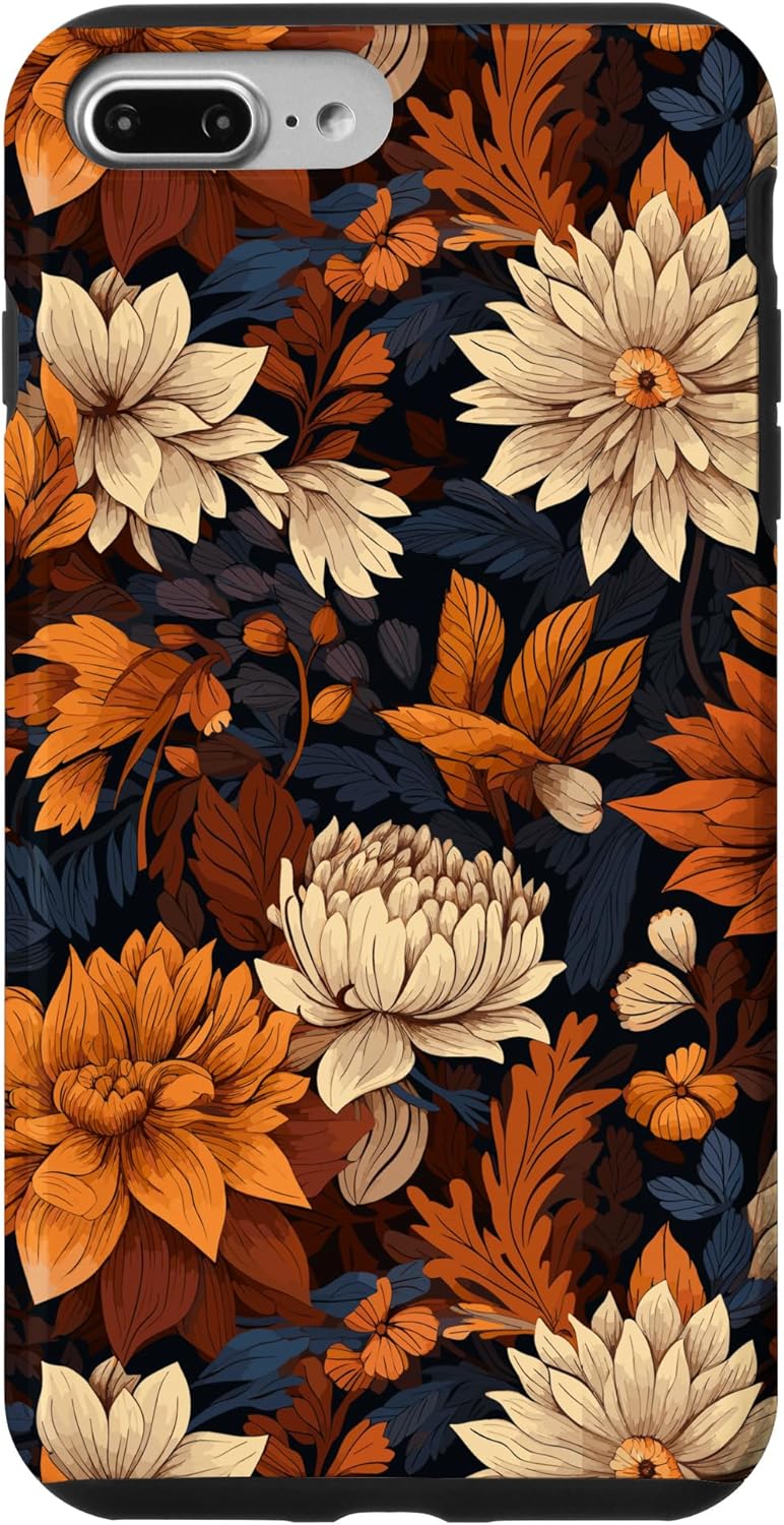iPhone 7 Plus8 Plus Colores Cálidos de Diseño de Flores de Otoño – Funda con patrón floral de otoño
