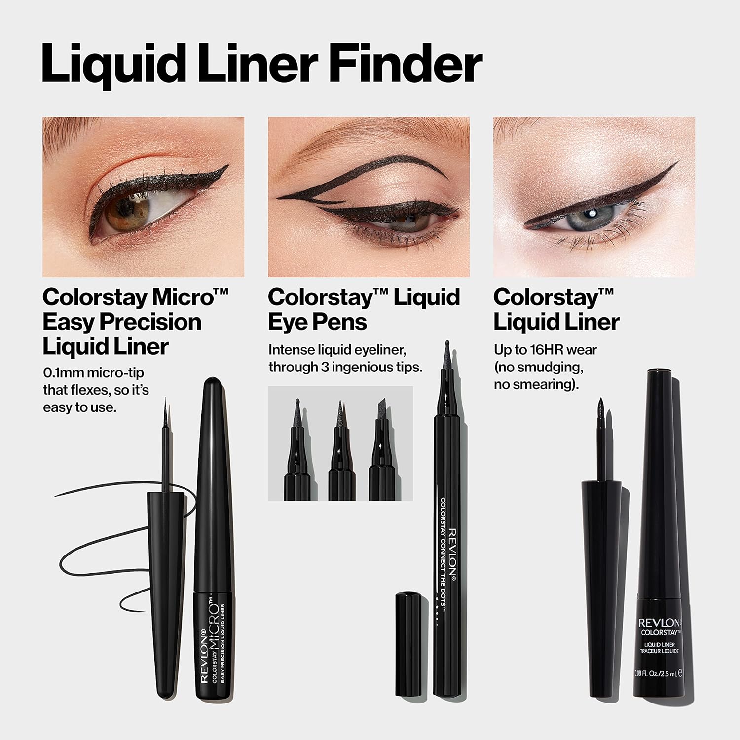 REVLON ColorStay – Delineador de ojos líquido Micro Easy Precision, impermeable, a prueba de manchas, de larga duración con punta de micro fieltro,