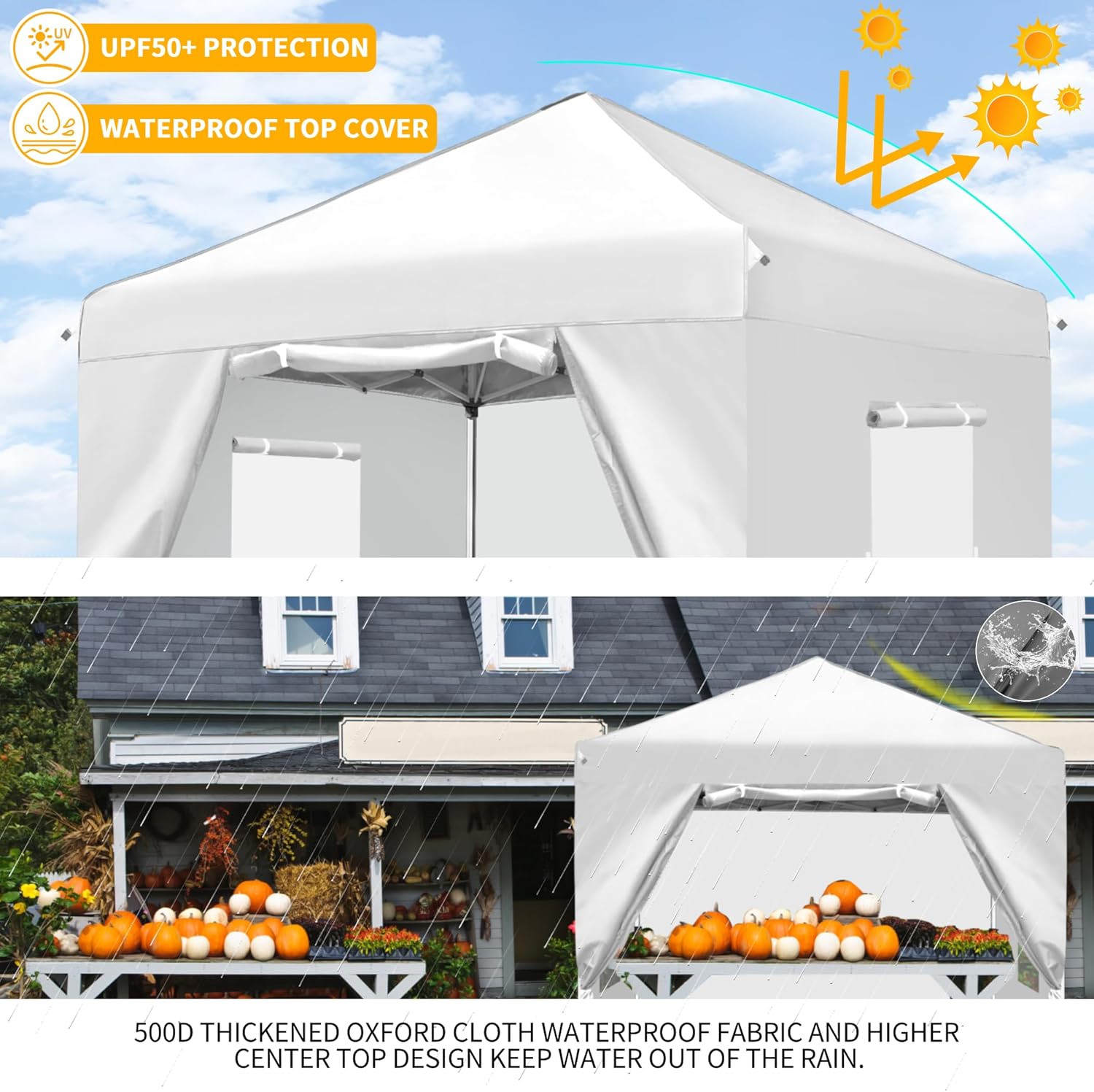 Canopy Tienda de campaña comercial desplegable de 10 x 10 pies con 4 paredes laterales y ventana, cenador instantáneo desplegable para eventos al