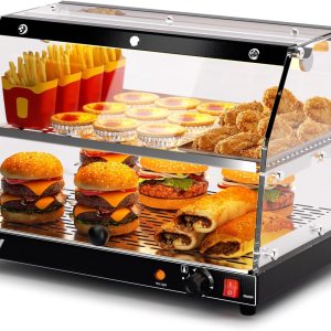 PYY Calentador de alimentos comercial para encimera, calentador de pizza, encimera de 2 niveles con iluminación LED, calentador de pantalla de PYY Calentador de alimentos comercial para encimera, calentador de pizza, encimera de 2 niveles con iluminación LED, calentador de pantalla de