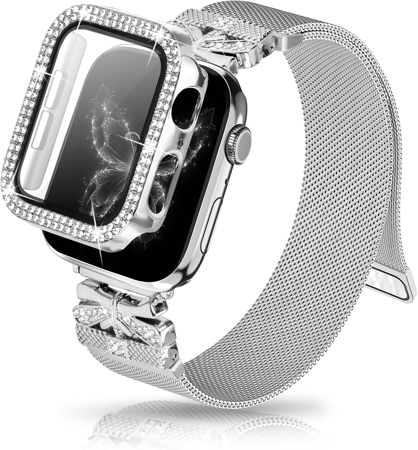Correa magnética para mujer compatible con Apple Watch Band 1.496 in 1.575 in 1.614 in 1.654 in 1.732 in 1.772 in, correa de acero inoxidable