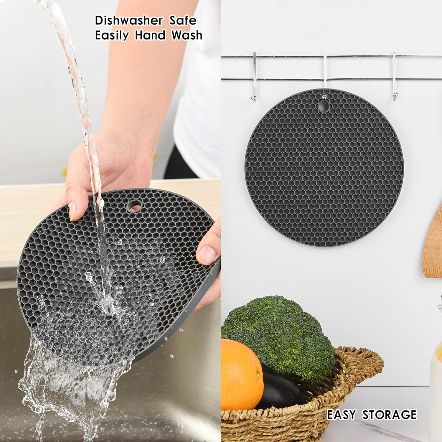 Smithcraft Salvamanteles de silicona de goma de silicona para sartenes calientes y ollas, manteles individuales resistentes al calor, paquete de 4,