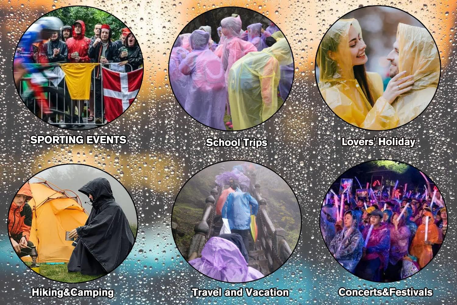 YDYJKI 2 Ponchos de lluvia reutilizables para adultos y hombres, abrigos de lluvia ligeros transparentes para mujeres con capucha y cordón
