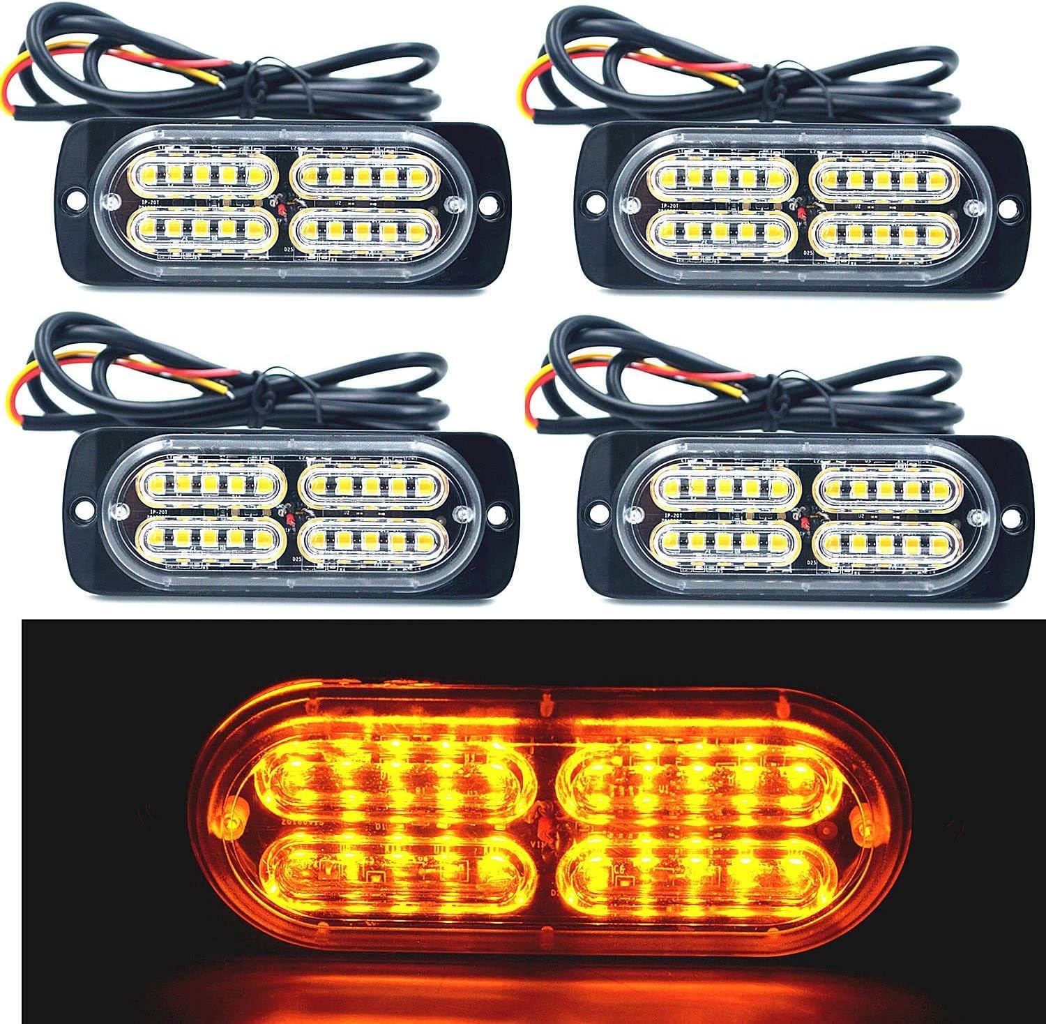 Barra de luz estroboscópica de ámbar resistente al agua con 32 intermitentes diferentes para coche, camión, SUV, furgoneta, 12  24 24 24 V y 20 LED,