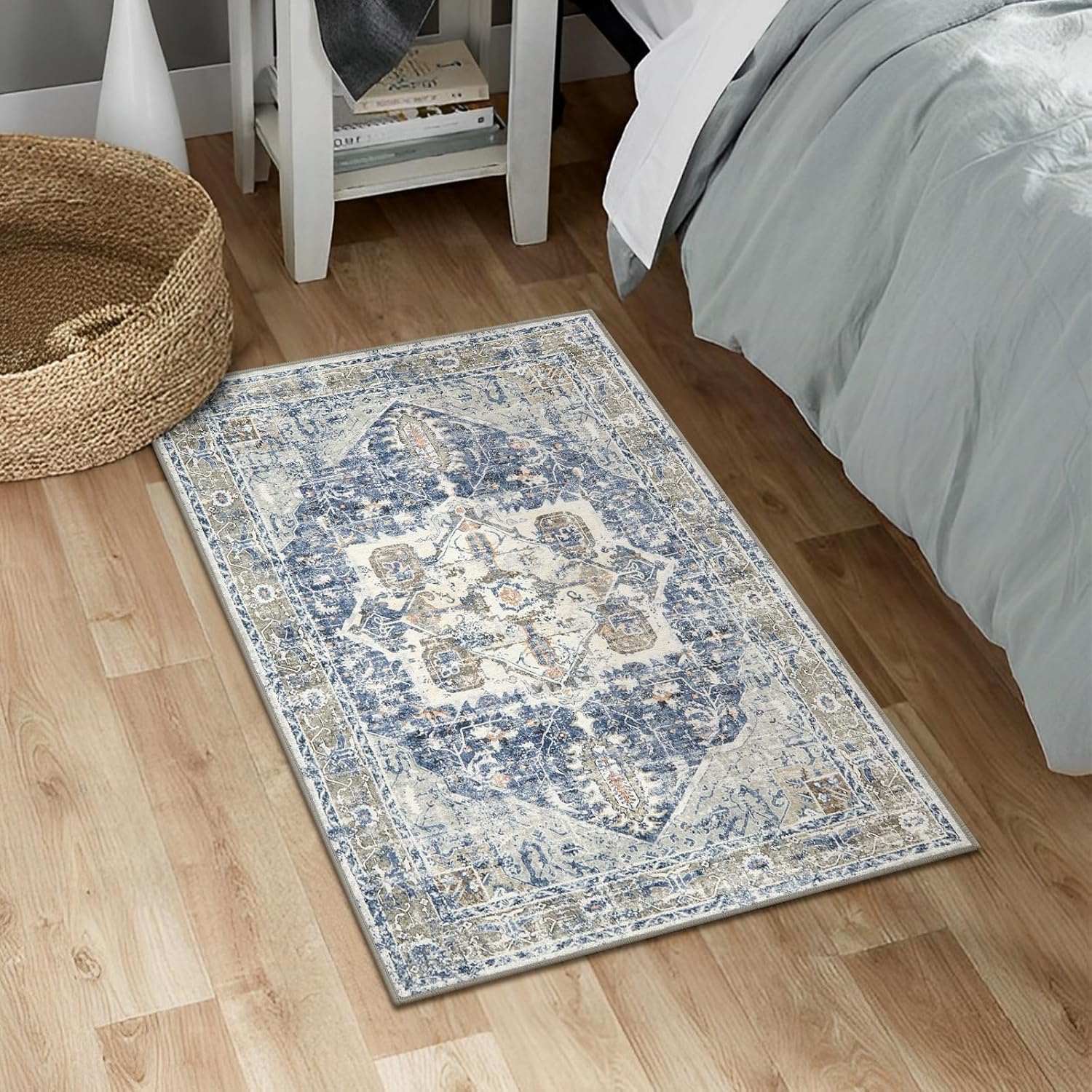 Lahome Tapete bohemio para puerta de interior, 2 x 3 pies, lavable, antideslizante, para dormitorio, cocina, baño, tapete con estampado de medallón