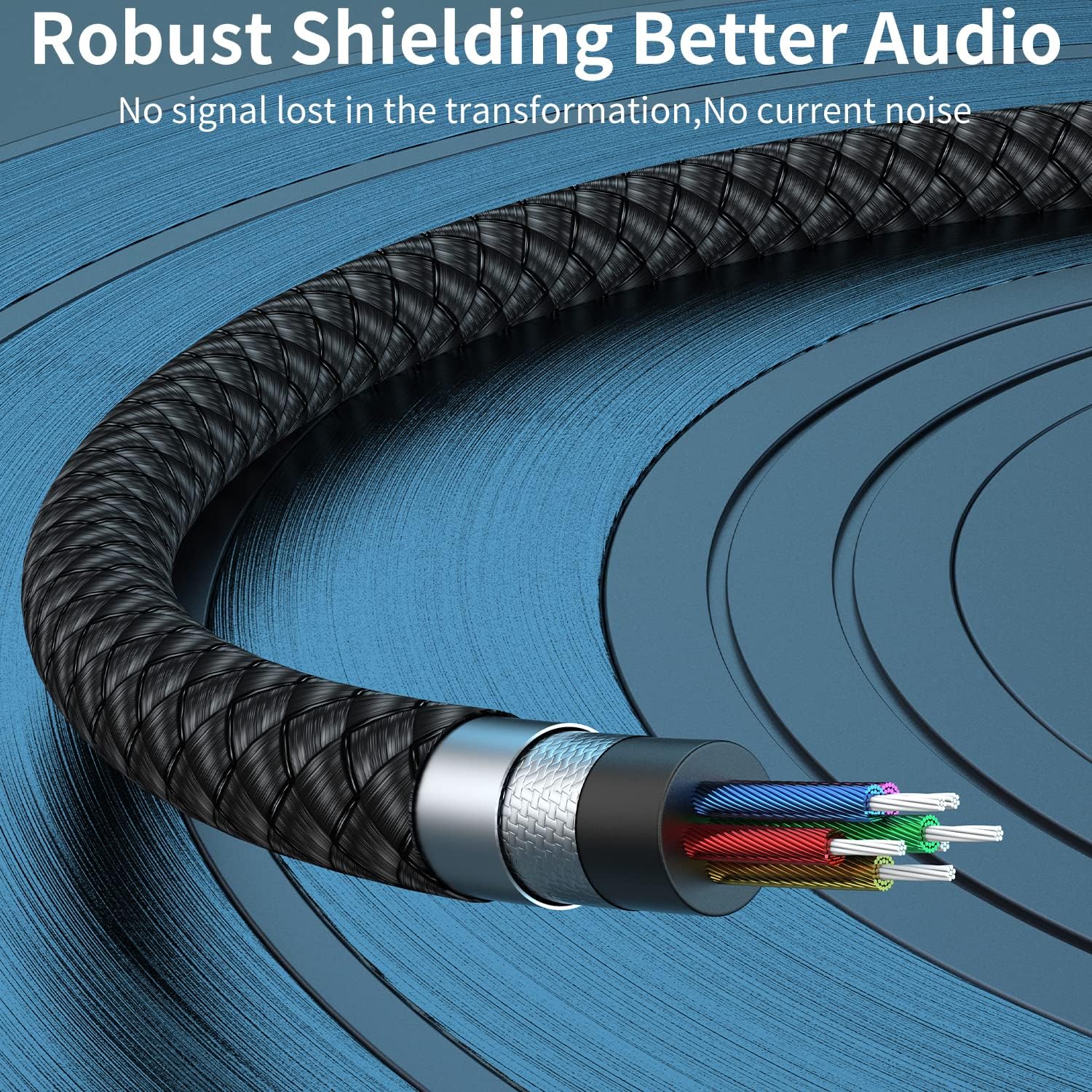 Paquete de 2 cables auxiliares (3.3 pies3.3 ft, sonido de alta fidelidad), cable auxiliar TRS de audio auxiliar TRS de nailon trenzado compatible