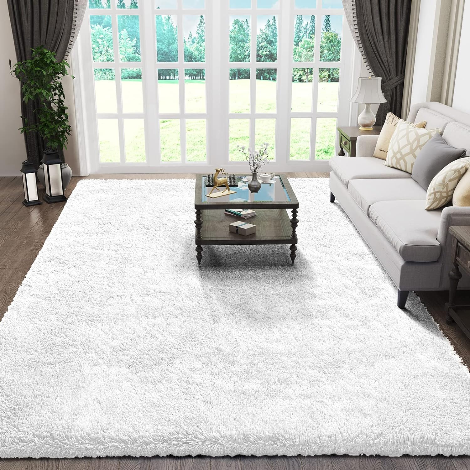 Ophanie Alfombras blancas para sala de estar, color crema, mullidas y suaves, para el suelo, dormitorio, habitación de niños y niñas, decoración del