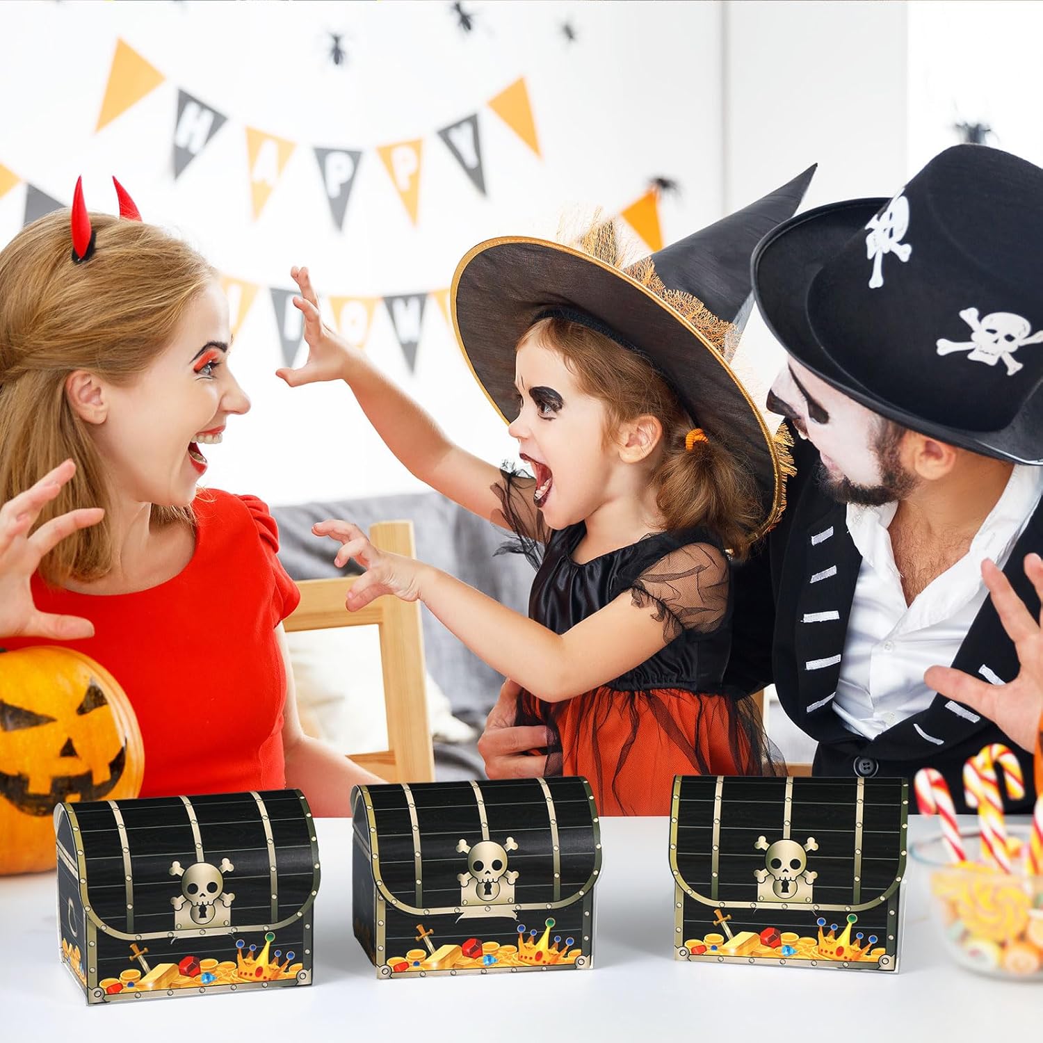 24 cajas de tesoro pirata, caja de recuerdos de fiesta pirata, cajas de dulces del tesoro, cajas de regalo pirata, cajas de regalo para Halloween,