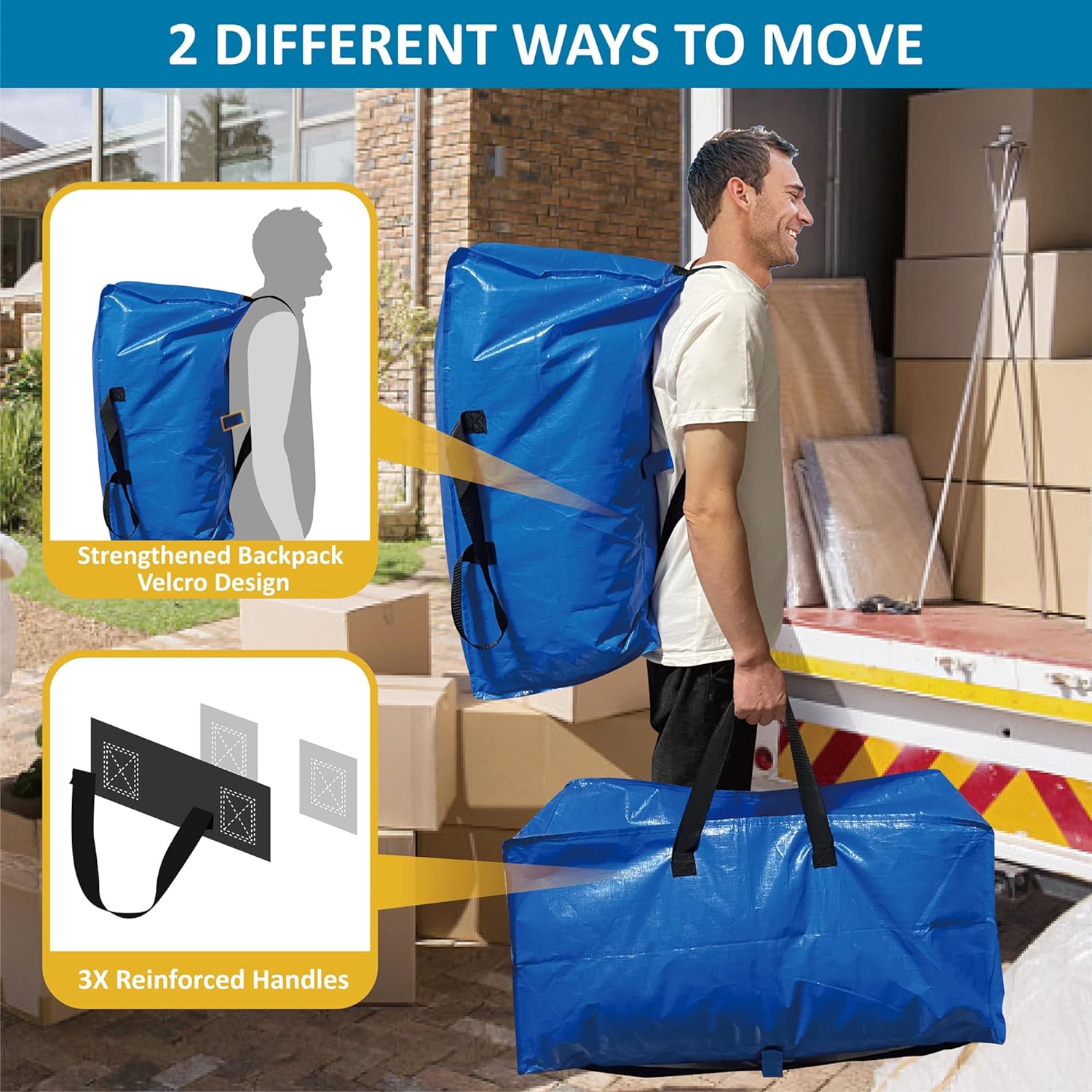 Paquete de 10 bolsas de mudanza extra grandes resistentes con correas de mochila y bolsas de almacenamiento al vacío, combo de suministros de