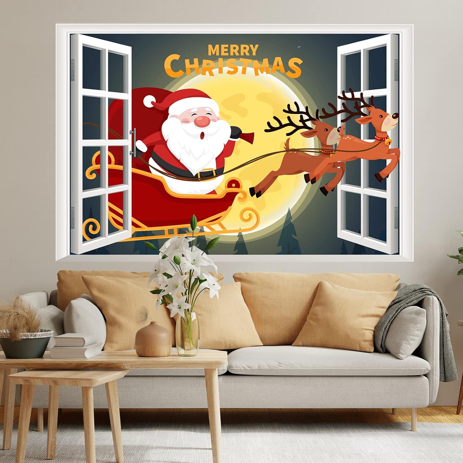 Decoraciones navideñas para interiores para el hogar, calcomanías de pared, calcomanías artísticas para sala de estar, niños, guardería,