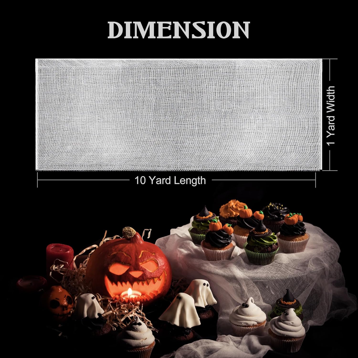Paño espeluznante para decoración de Halloween, 36 x 360 pulgadas, paño de queso blanqueado absorbente para decoración de eventos, también para