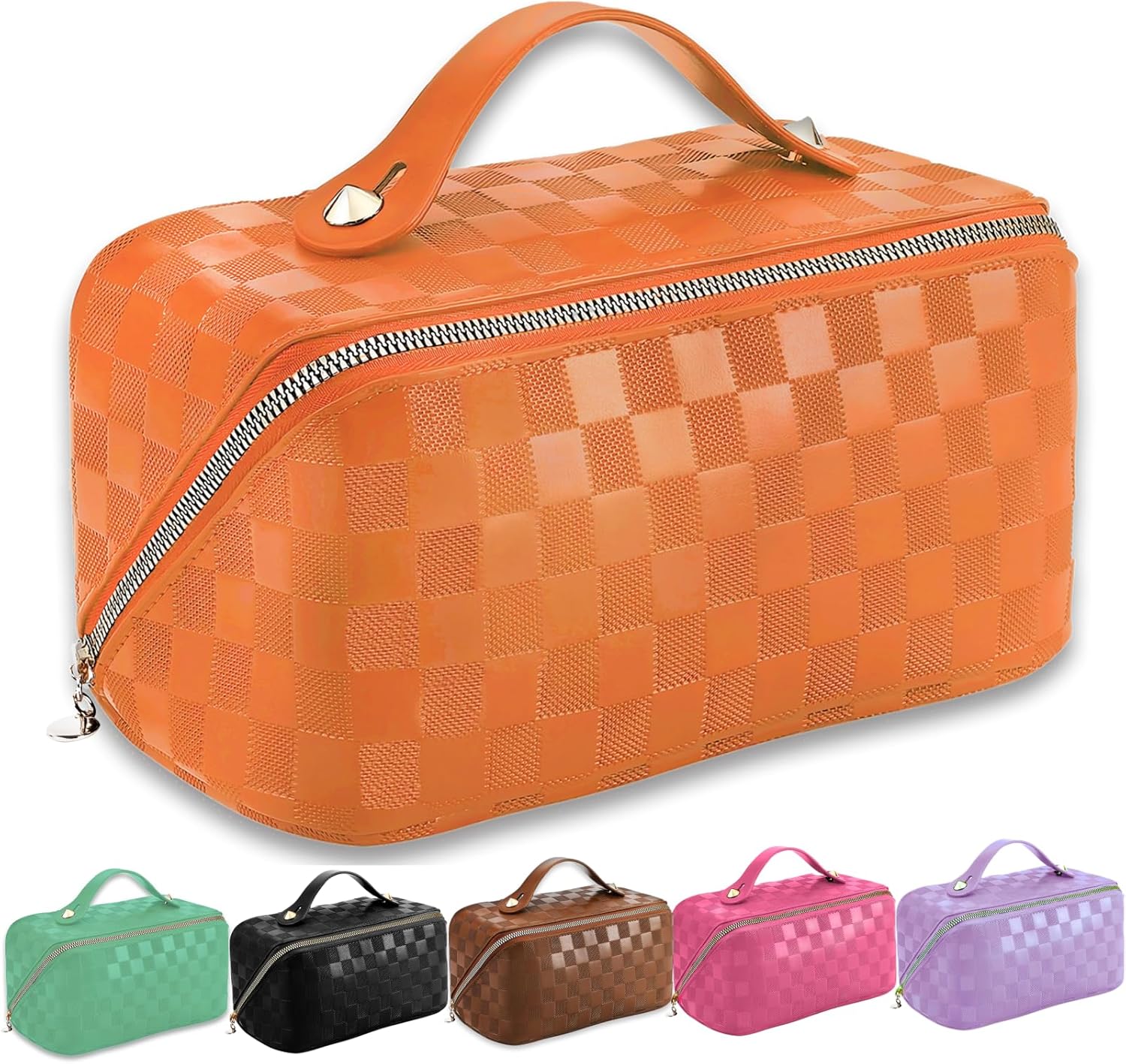 GUZINC Bolsa de maquillaje de viaje para mujer, Naranja, Vida cotidiana