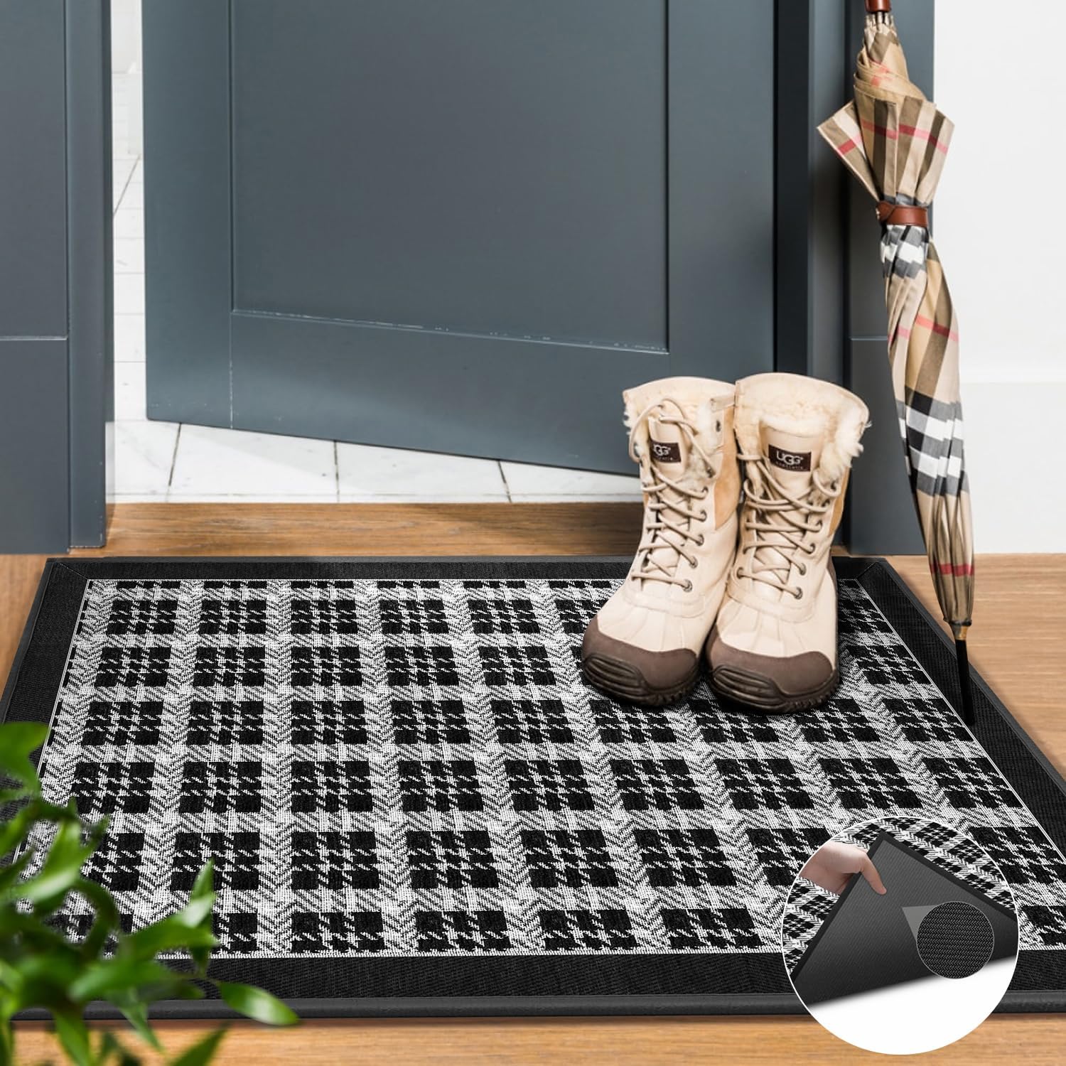 Inslde – Tapete antideslizante y absorbente y resistente a la suciedad, tapete de entrada de bajo perfil para el interior de la casa, tapete lavable