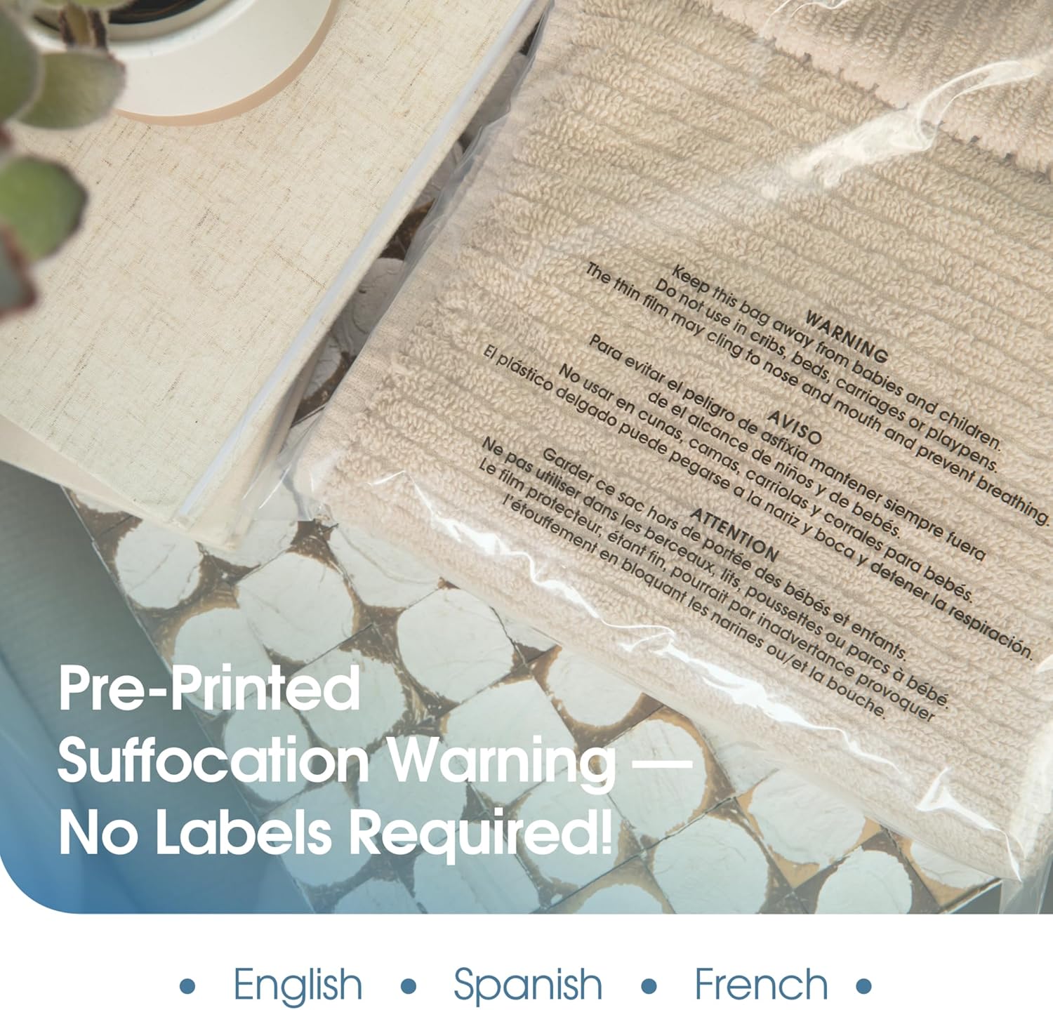 Spartan Industrial – Bolsas de polietileno transparente autosellantes de 10 x 13 pulgadas (200 unidades) con advertencia de asfixia para embalaje,