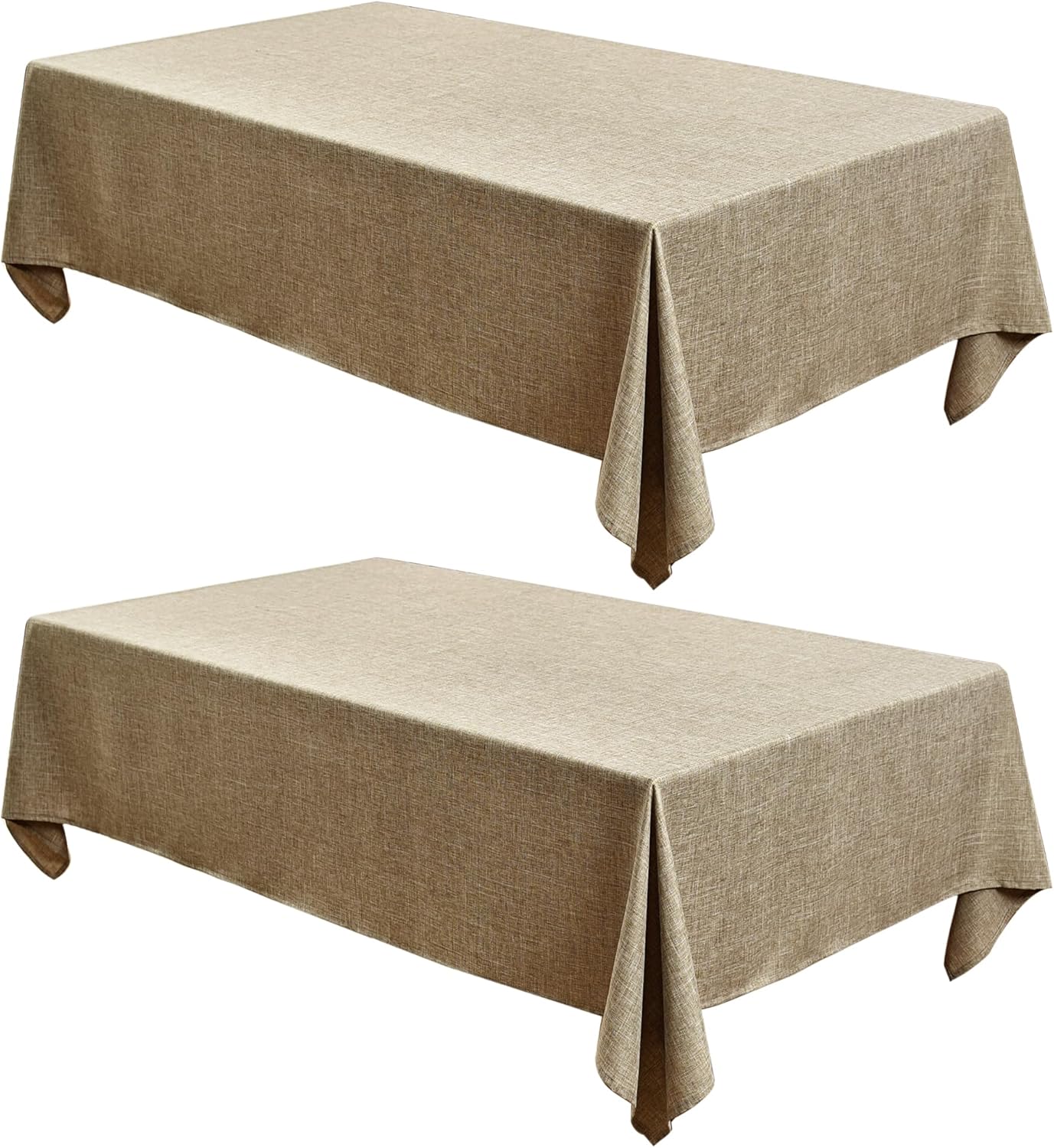 Fitable Mantel rectangular de lino sintético de 60 x 102 pulgadas, paquete de 2 manteles color caqui para mesas de 6 pies, fundas de mesa de cocina