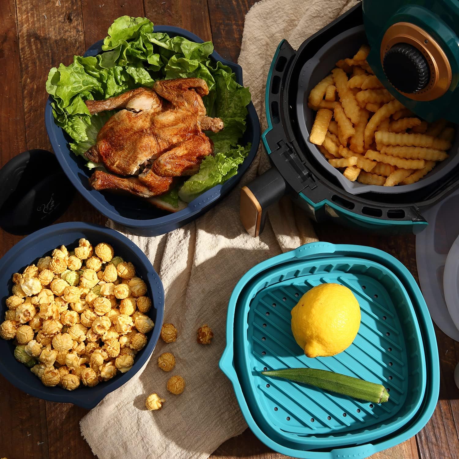 Utensilios de cocina para microondas para cocinar cuencos de mezcla seguros para microondas para verduras de silicona plegable sin BPA 1.2L