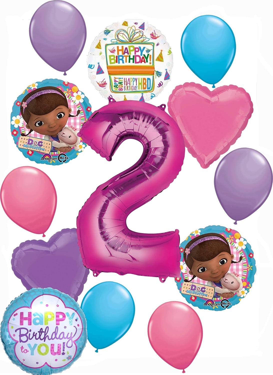 Mc Stuffins Party Supplies – Ramo de globos de 2 cumpleaños, kit de decoración de 13 piezas