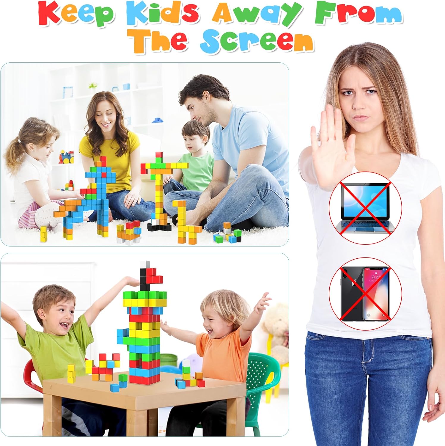 KOIEMAY Bloques de construcción magnéticos, juguetes para niños y niñas de 2-4, 3-5, 4-8, juguetes sensoriales 3D STEM Montessori mejorados para