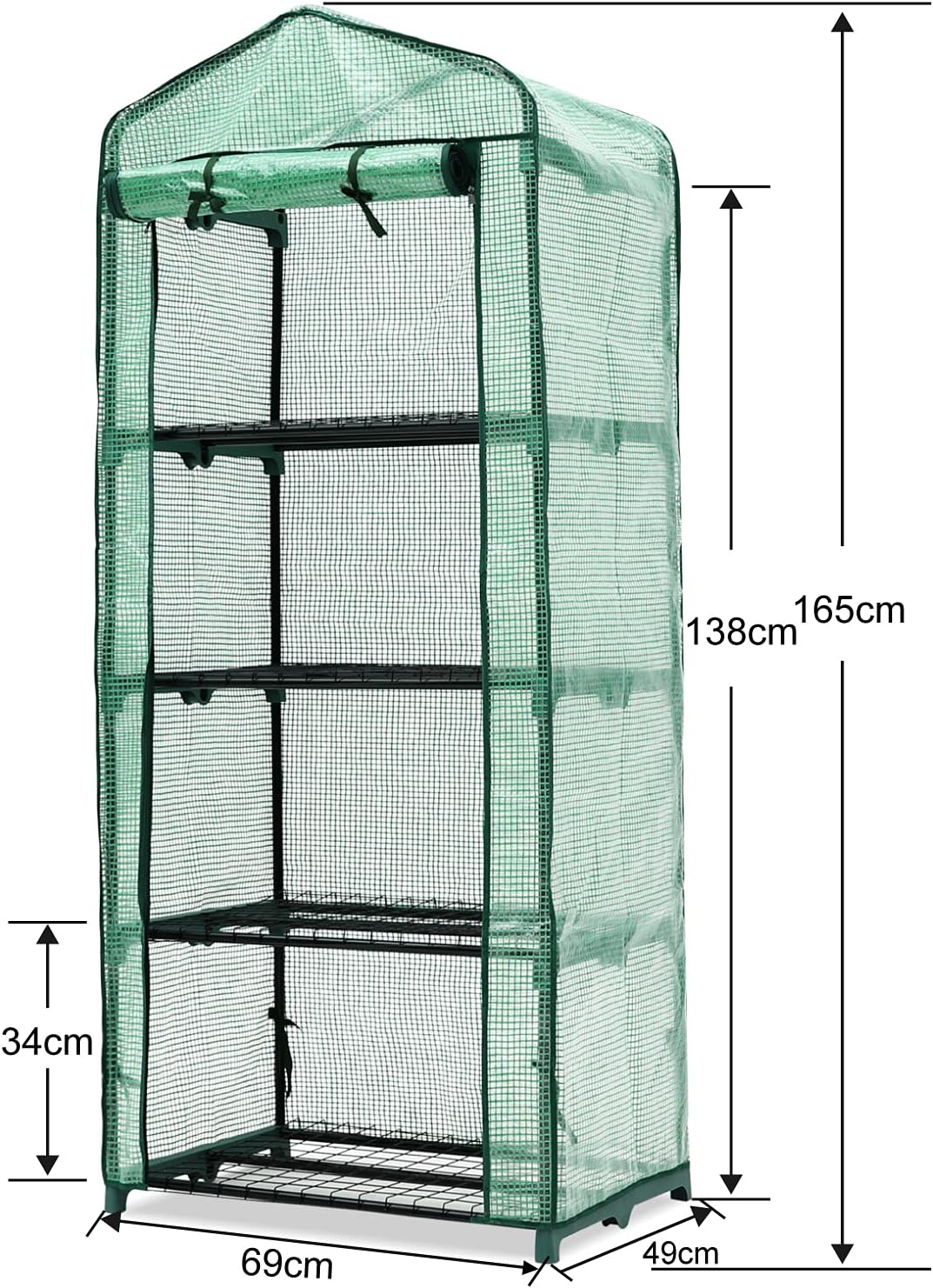 ABCCANOPY Mini invernadero de 4 niveles portátil de jardinería con puerta con cremallera para uso en interiores y exteriores (cubierta de