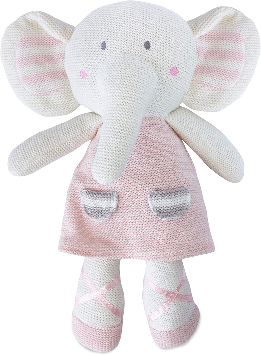 Living Textiles Juguete de peluche (Amelia Elephant). Juguete de peluche de punto con sonajero.