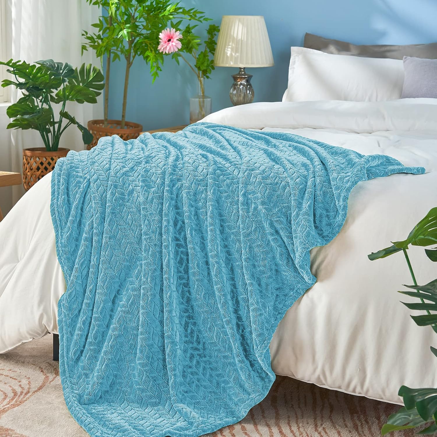 Inhand – Mantas de forro polar, mantas acogedoras de franela súper suaves para adultos, lavables y ligeras para sofá, cama, oficina, tamaño queen,