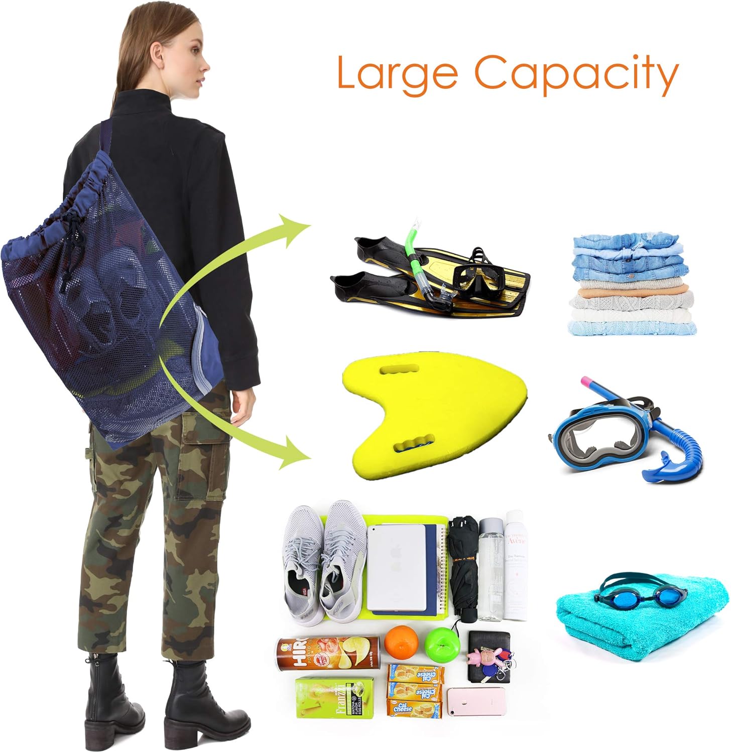 BeeGreen Mochila con cordón para hombres y mujeres, atlética, gimnasio, deportes, entrenamiento, playa, natación