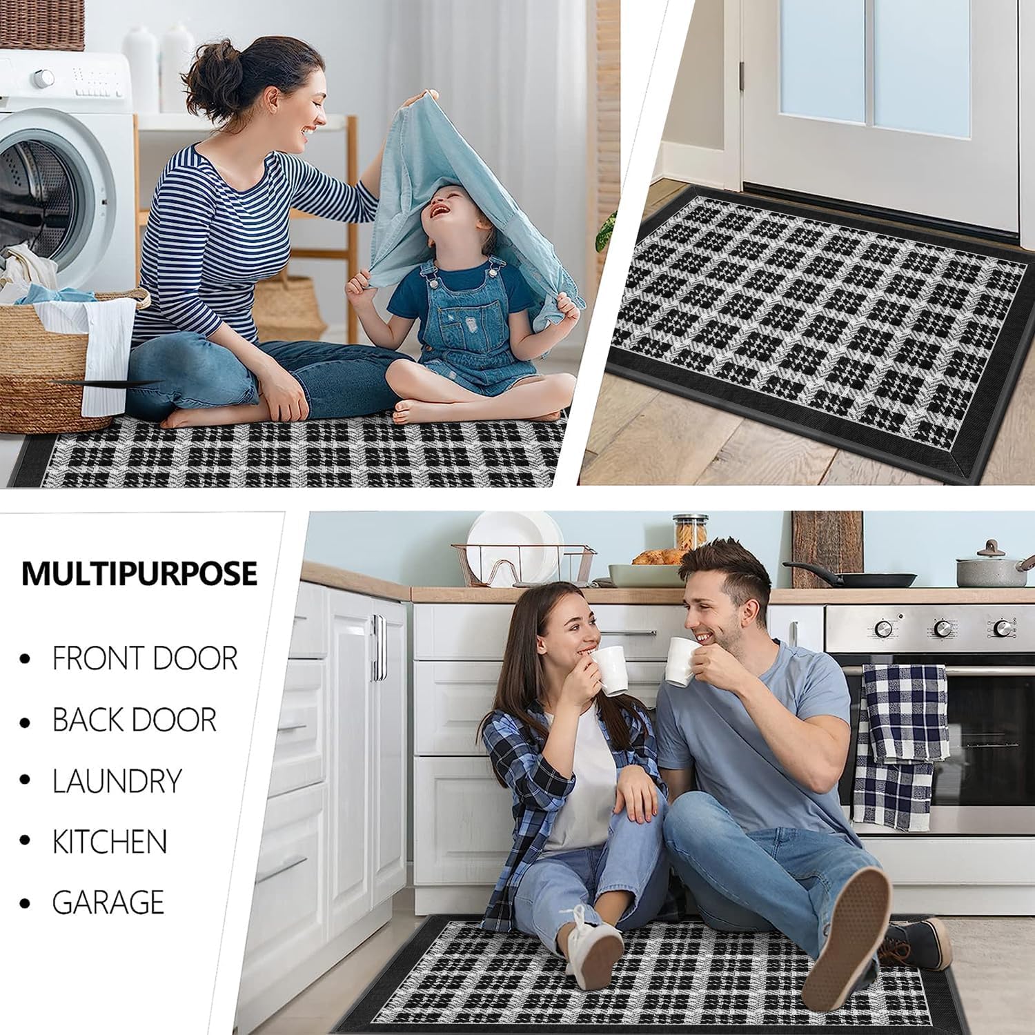 Inslde – Tapete antideslizante y absorbente y resistente a la suciedad, tapete de entrada de bajo perfil para el interior de la casa, tapete lavable