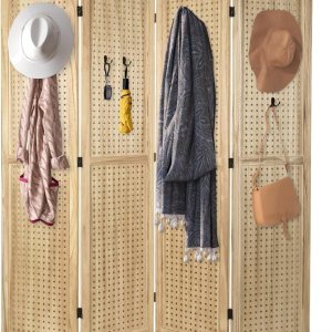 Babion Pantalla de tablero de clavijas de 4 paneles, divisor de habitación, tablero de clavijas, pantallas de privacidad plegables independientes, Babion Pantalla de tablero de clavijas de 4 paneles, divisor de habitación, tablero de clavijas, pantallas de privacidad plegables independientes,