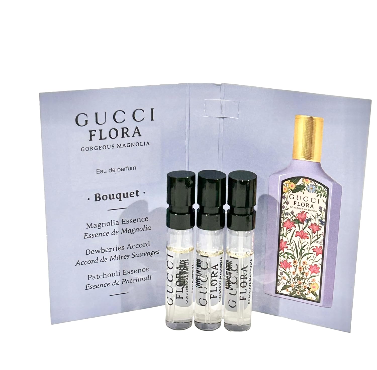 Gucci Flora Gorgeous Magnolia Muestra Perfume Mujer EDP Spray 0.1 fl oz  0.05 oz – Juego de 3