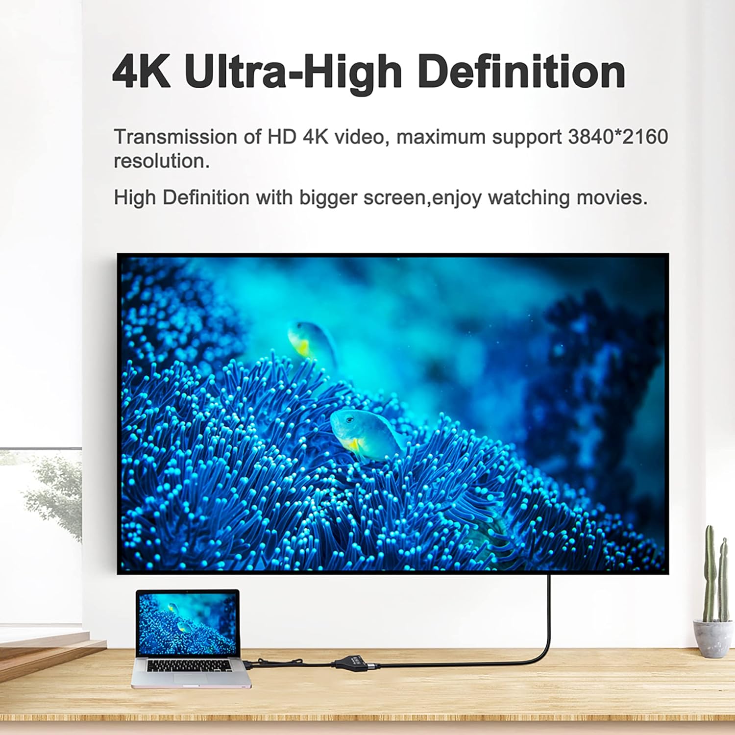 TOYAYAYO Divisor HDMI 1 en 2 salidas, deje que un puerto HDMI asigne dos puertos HDMI Divisores de audio y video HD, LED, LCD, TV, soporte dos