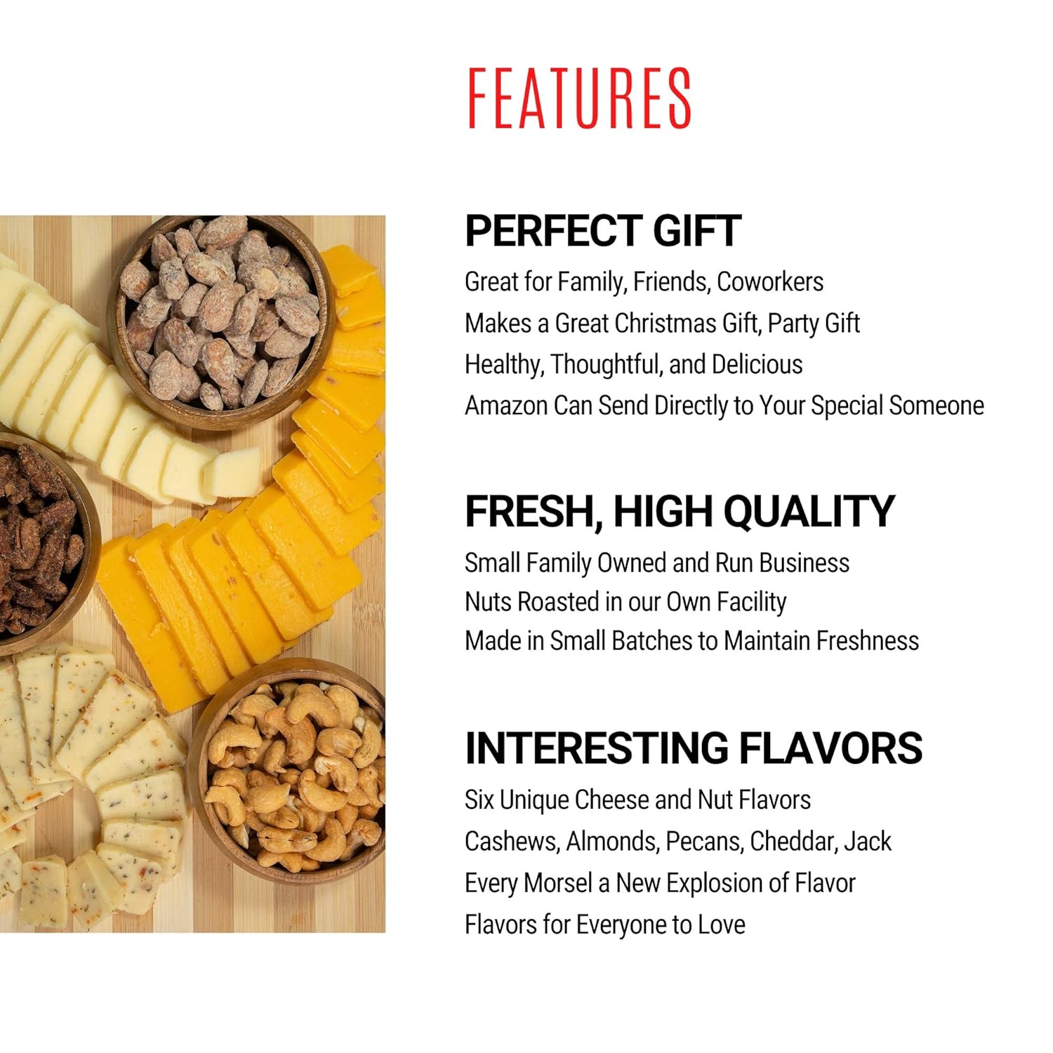 Cesta de regalo de queso y nueces, incluye anacardos, almendras, nueces, quesos Jack y Cheddar, gran canasta Goft para adultos para hombres, ella,