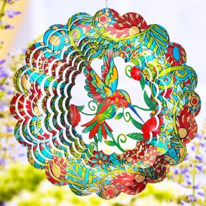 FONMY Molinillo de viento colibrí de 12 pulgadas, escultura de viento de acero inoxidable 3D que vale la pena regalo de decoración de Navidad. FONMY Molinillo de viento colibrí de 12 pulgadas, escultura de viento de acero inoxidable 3D que vale la pena regalo de decoración de Navidad.