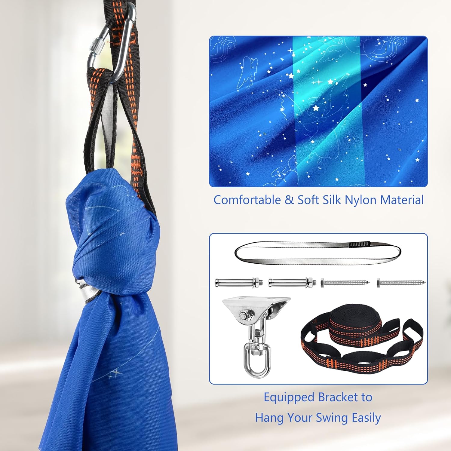 Columpio sensorial de doble capa para niños y adultos con capacidad para hasta 300 libras de terapia en interiores y exteriores, con kit de colgador