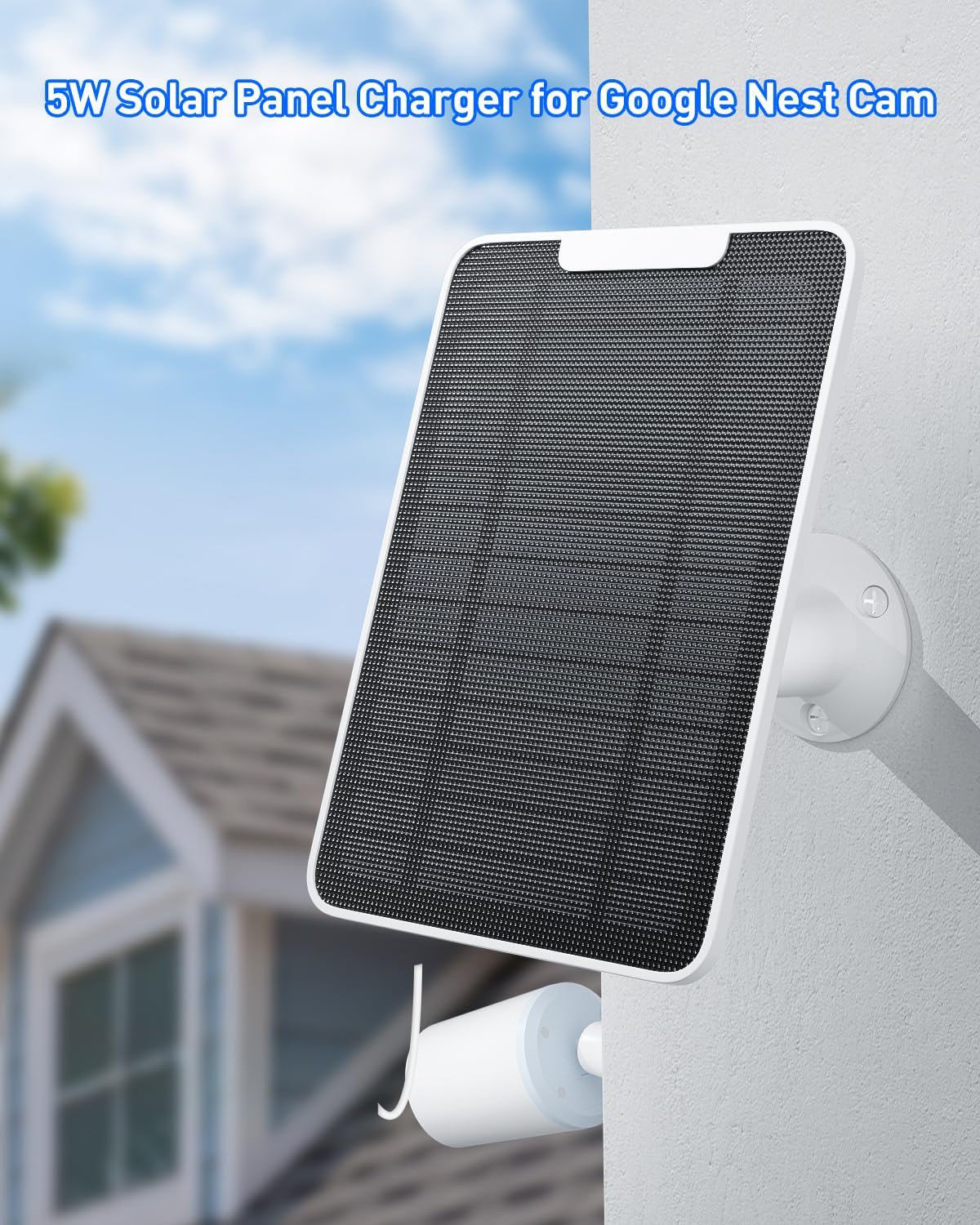 Cargador de panel solar de 5 W compatible con cámara Google Nest para exteriores e interiores (versión de batería), panel solar impermeable IP65