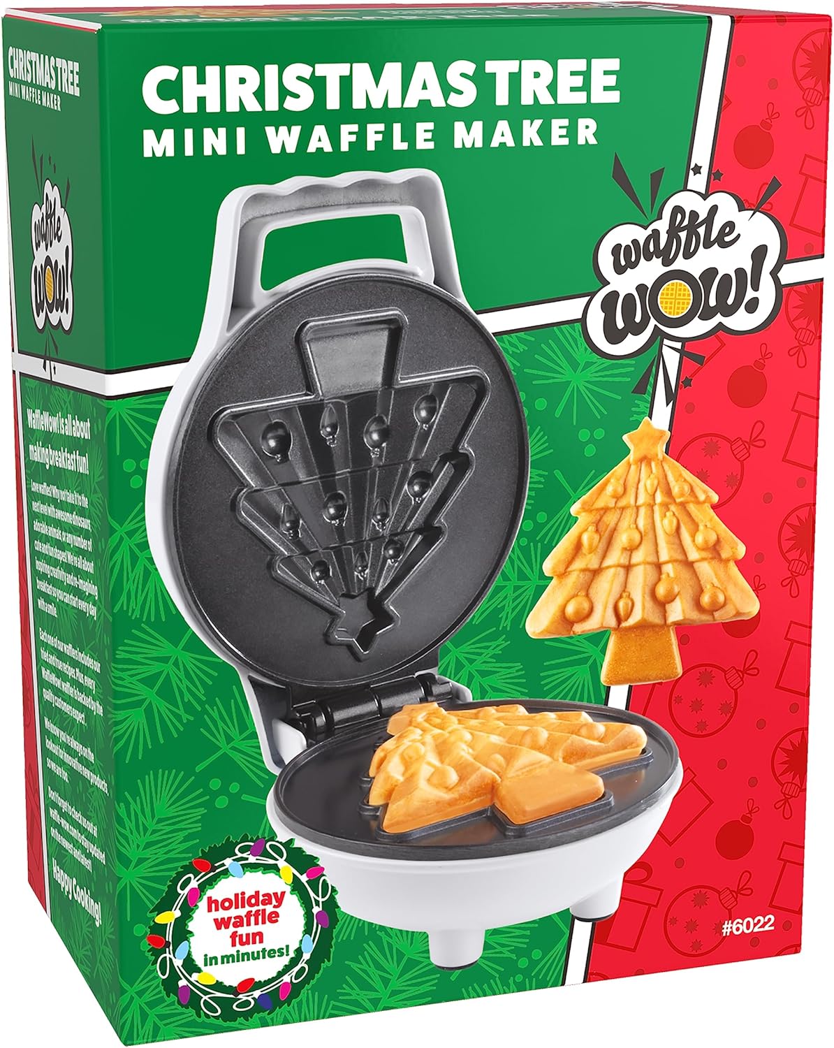 Mini waflera de árbol de Navidad haz que estas vacaciones sean especiales para niños con una bonita plancha de oblea de 4 pulgadas, electrodoméstico