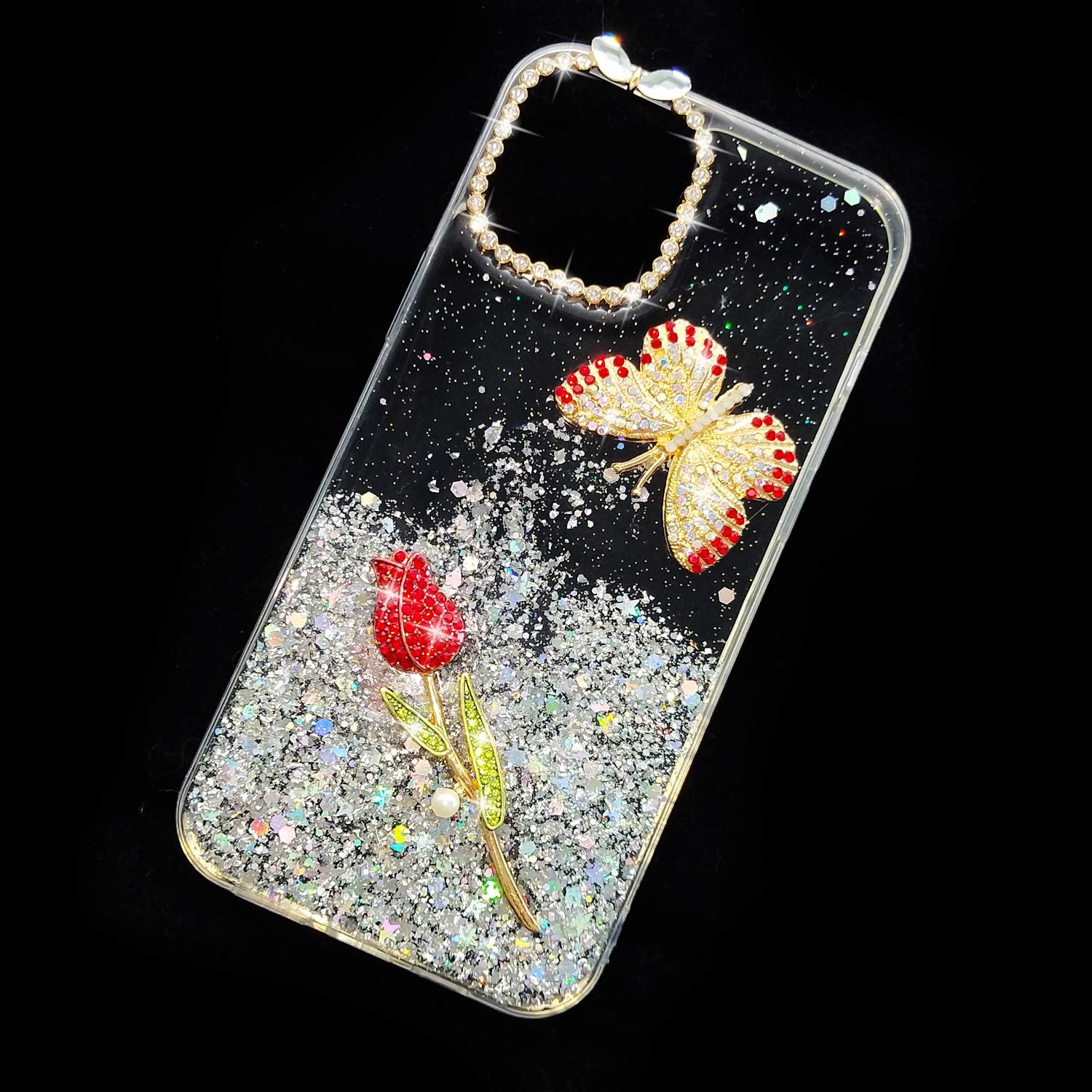Guppy Compatible con iPhone 13 Pro Max Bling Diamond Case para mujeres y niñas, funda protectora suave y delgada de 6.7 pulgadas con lentejuelas