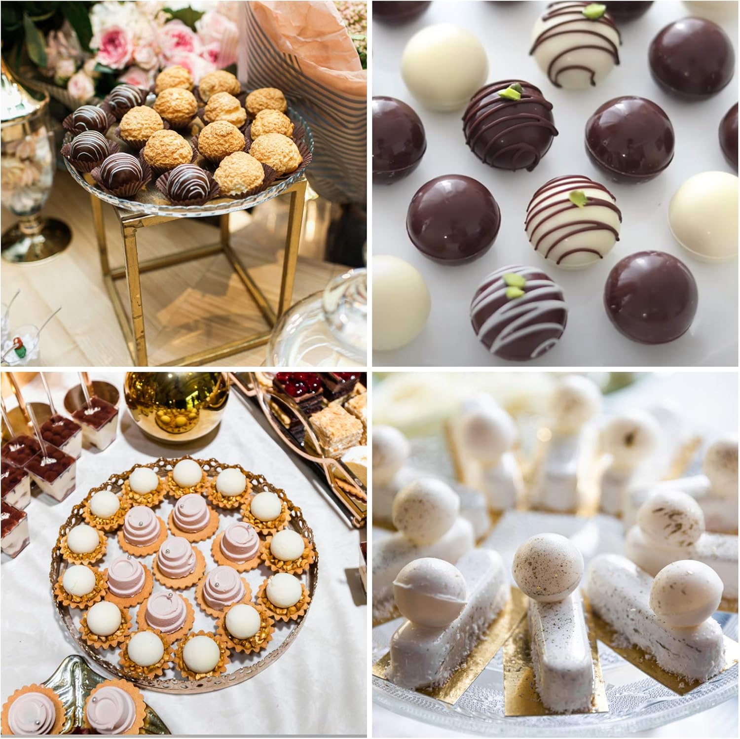 Mity rain Molde de silicona de 36 cavidades de tamaño mini de bolas de chocolate, molde redondo para bomba de grasa, molde de media esfera para