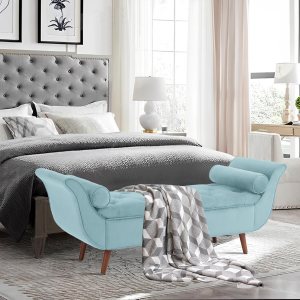 RXRRXY Banco de almacenamiento de terciopelo para dormitorio, banco de cama con otomana, bancos tapizados con botones capitoné tamaño King con RXRRXY Banco de almacenamiento de terciopelo para dormitorio, banco de cama con otomana, bancos tapizados con botones capitoné tamaño King con