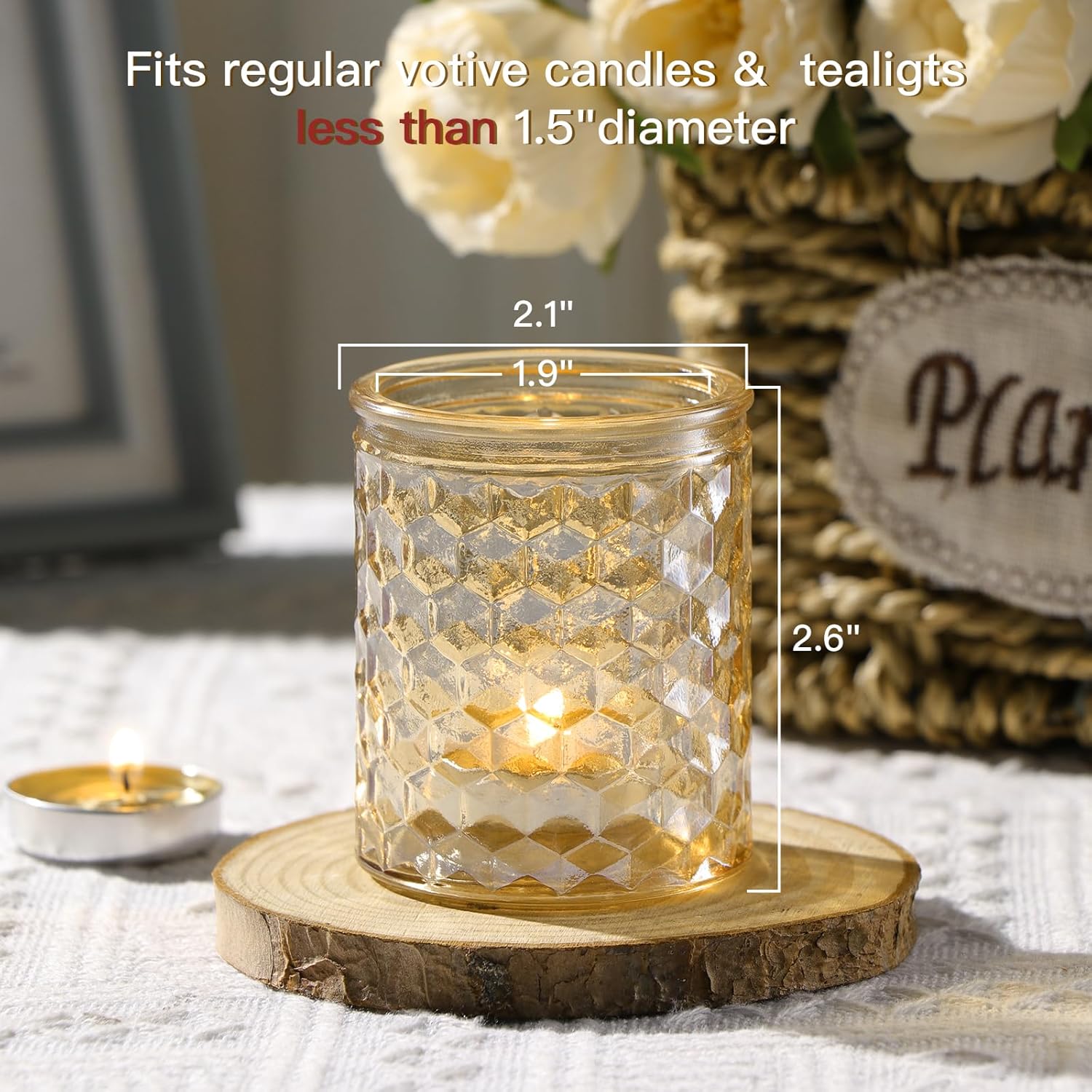 12 portavelas votivas doradas, candelabros de cristal para centros de mesa de boda, suministros de fiesta y decoración de mesa de baby shower