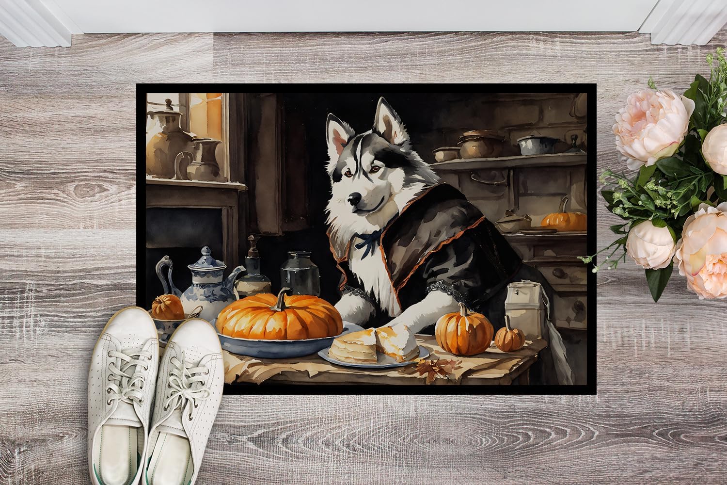 Caroline’s Treasures DAC1817JMAT Siberian Husky Fall Kitchen Pumpkins Indoor or Outdoor Mat 24×36 Front Door Mat Indoor Outdoor Rugs for Entryway,