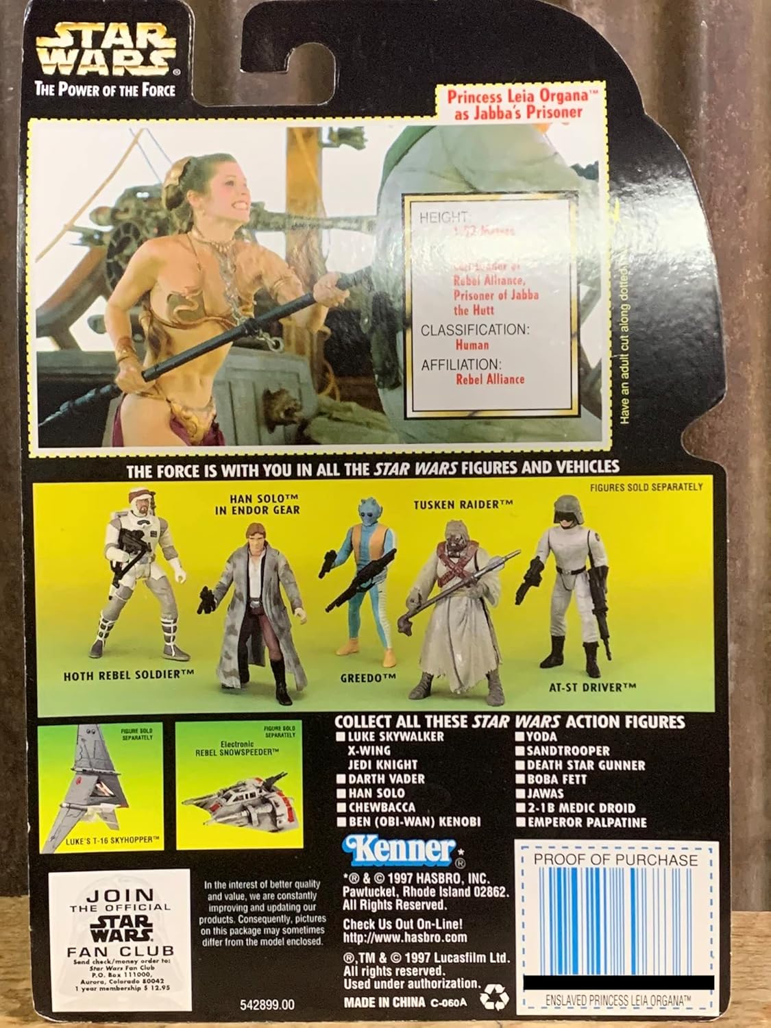 Star Wars The Power of the Force – Figura de acción de la princesa Leia Organa como prisionera de Jabba