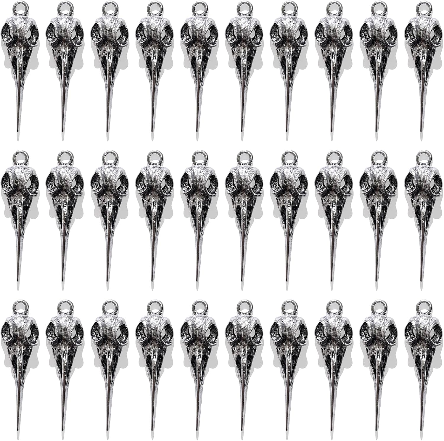 Dijes góticos chapados en plata con huesos 3D Rock antiguo colgante de aleación para hacer joyas, manualidades, pulsera, collar, aretes