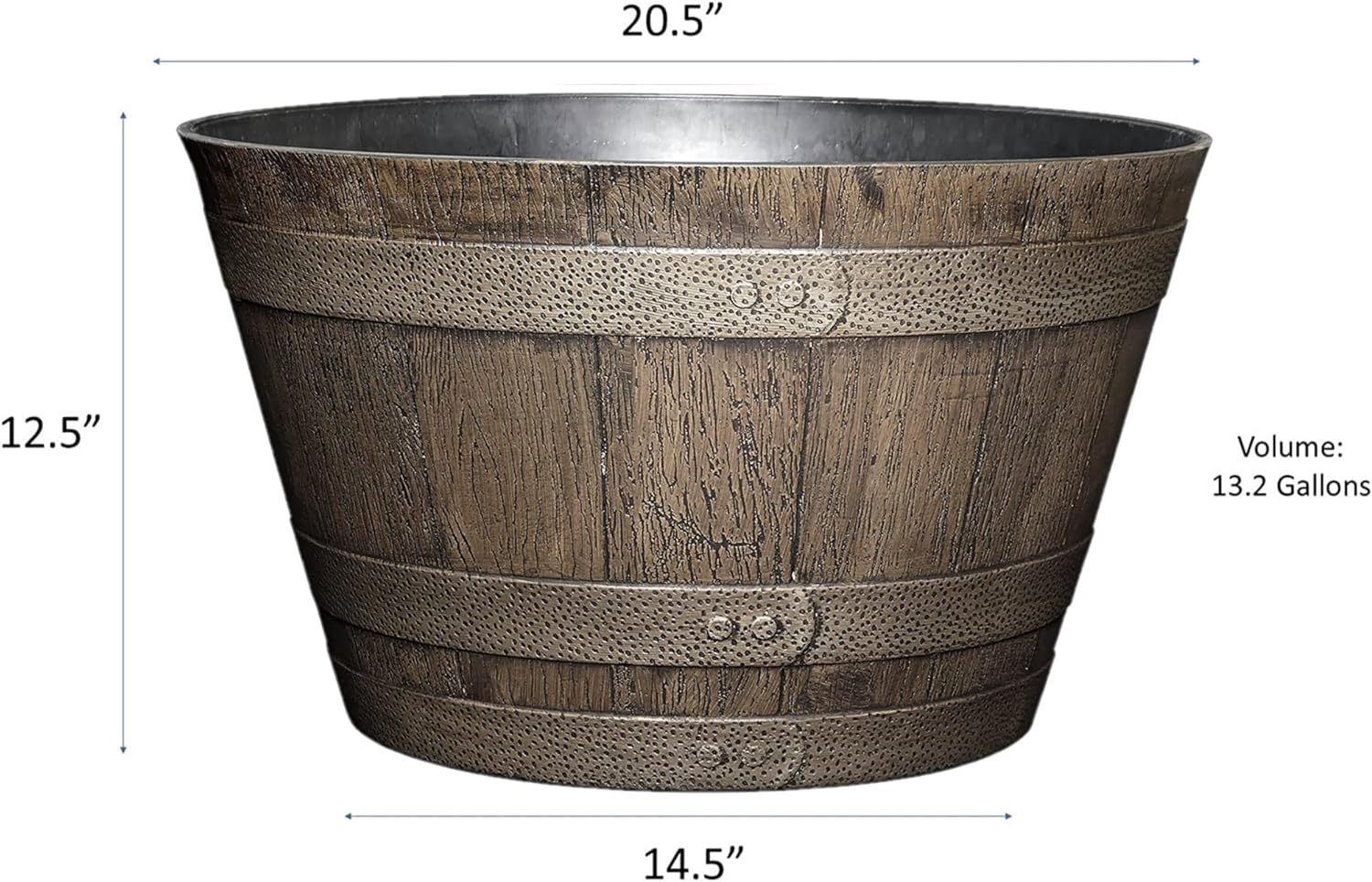 Classic Home and Garden Macetero de resina plástica para whisky, color marrón roble, 20.5 pulgadas (paquete de 2)