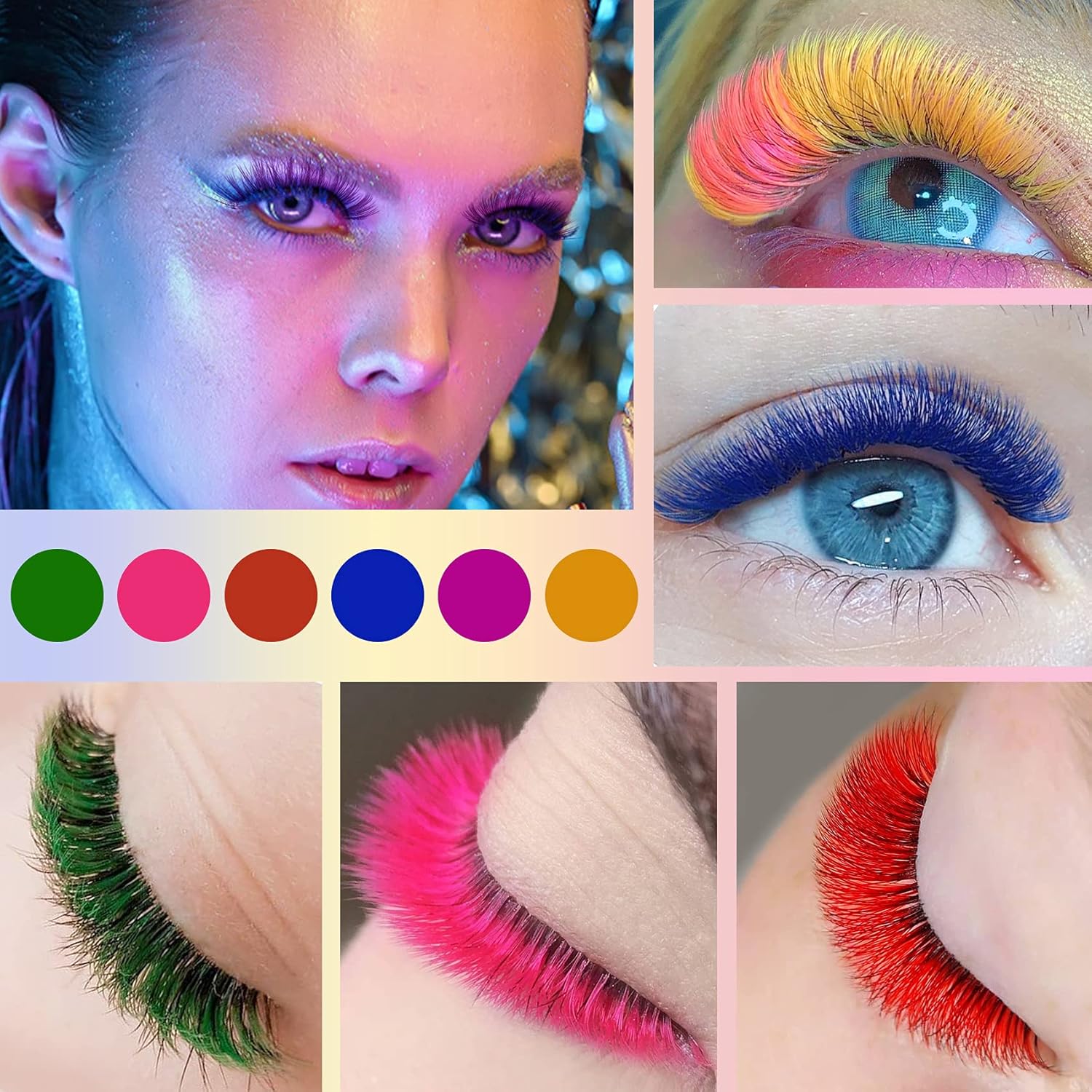 Extensiones de pestañas de colores 0.15, extensiones de pestañas clásicas de color, extensiones de pestañas de color, rizo D, extensiones de